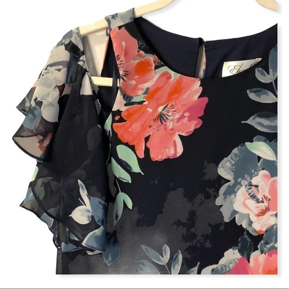 Eliza J floral printed cold-Shoulder shift dress 8 - Picture 5 of 10